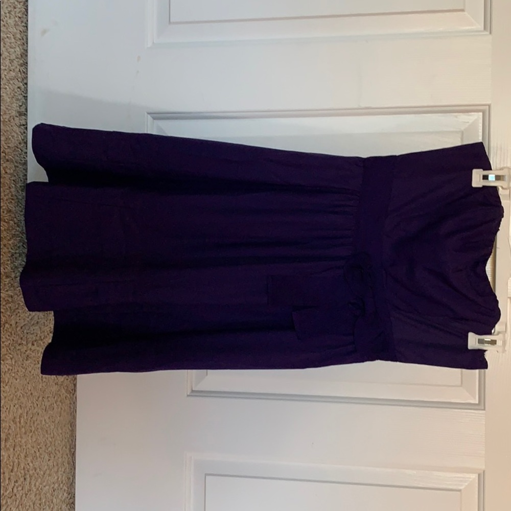 The limited purple strapless dress